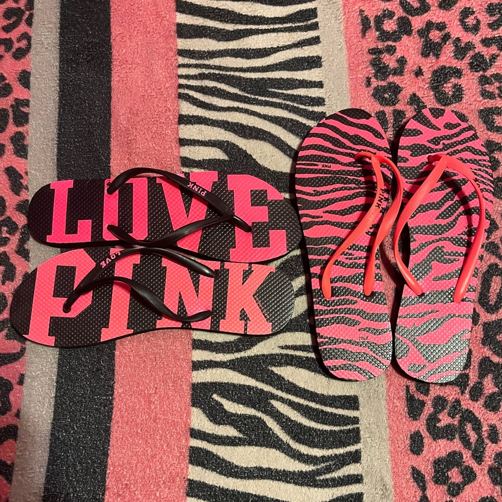 NWOT vintage PINK Victoria's Secret flip flops bundle
